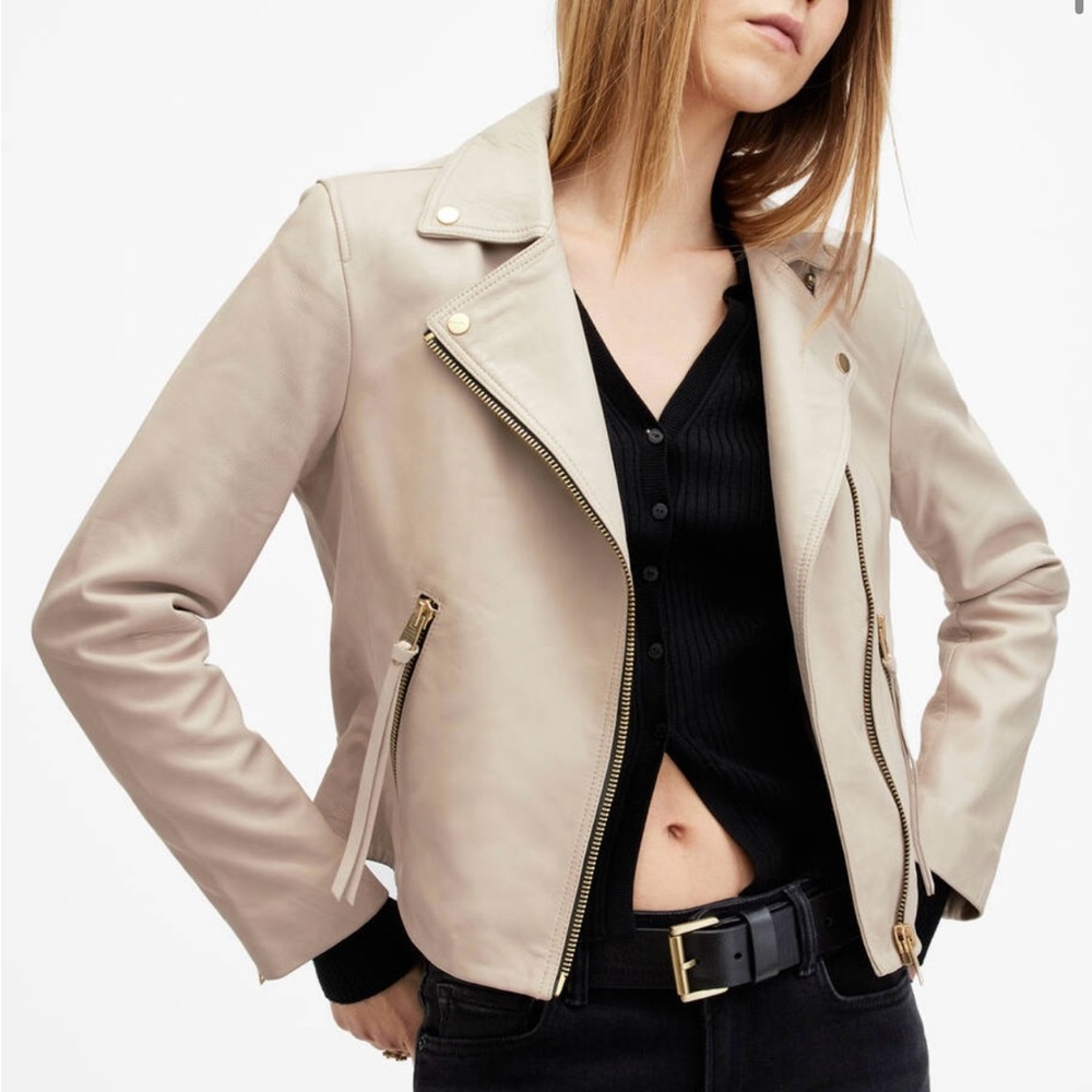 All Saints Dalby Leather Jacket size 0 - Picture 7 of 7